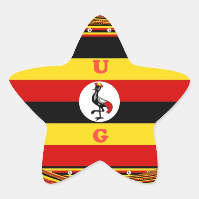Pegatina En Forma De Estrella Vibrante arte inspirado en la bandera de Uganda