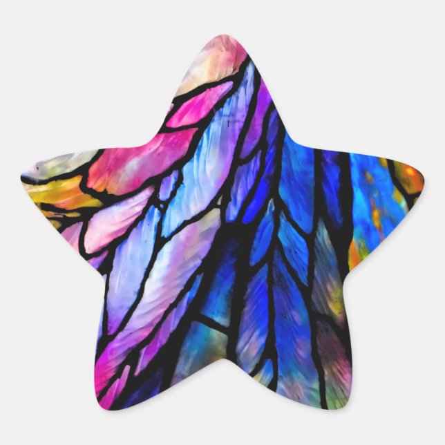 Pegatina En Forma De Estrella Vidrio manchado, Tiffany - Estilo, (Anverso)