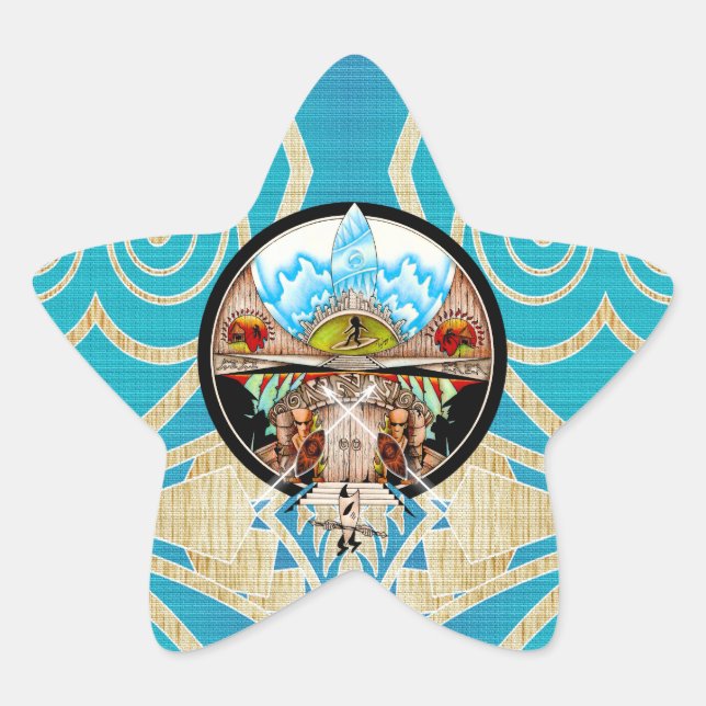 Pegatina En Forma De Estrella Villa Tiki (Anverso)