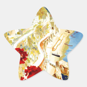 Pegatina En Forma De Estrella Vintage Amalfi Italia Europa Viajes