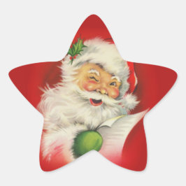 Pegatina En Forma De Estrella Vintage Christmas Santa Claus