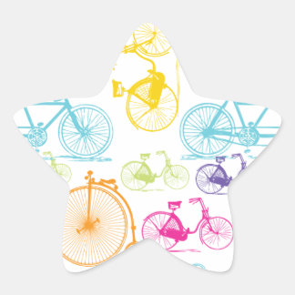 Pegatina En Forma De Estrella Vintage Moderno Bicicleta Color brillante Patrón d