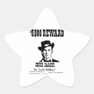 Pegatina En Forma De Estrella Wanted Jesse James