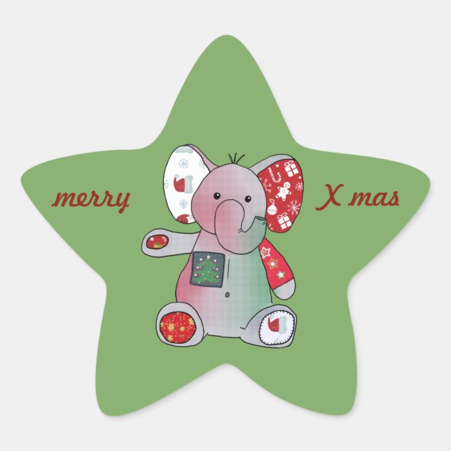 Pegatina En Forma De Estrella Weihnachtselefant (Anverso)