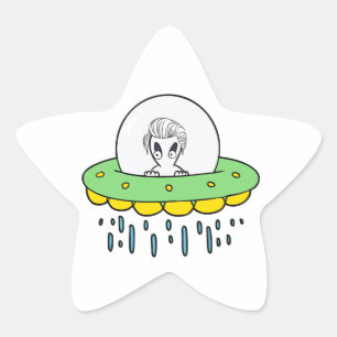 Pegatina En Forma De Estrella Weird Alien UFO