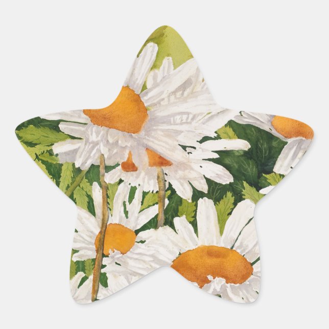 Pegatina En Forma De Estrella White Daisies (Anverso)