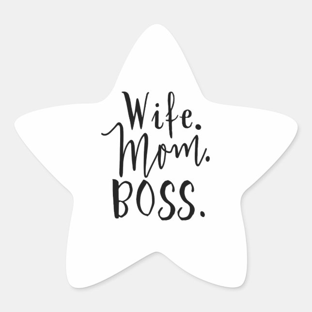 Pegatina En Forma De Estrella Wife Mom Boss Gifts (Anverso)