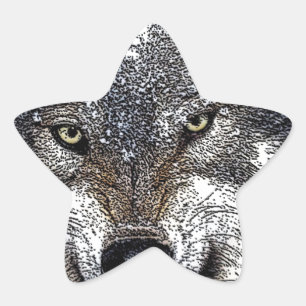 Pegatina En Forma De Estrella Wild Wolf