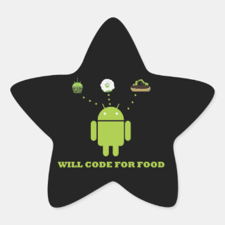 Pegatina En Forma De Estrella Will Code For Food (Desarrollador De Software Andr