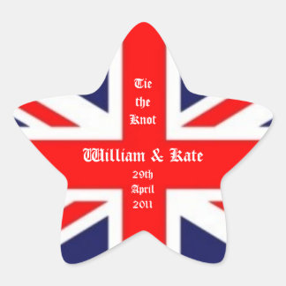 Pegatina En Forma De Estrella William & Kate Boda-Unión Jack