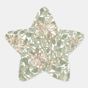 Pegatina En Forma De Estrella William Morris Honeysuckle Green Floral