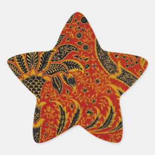 Pegatina En Forma De Estrella William Morris India Red Floral