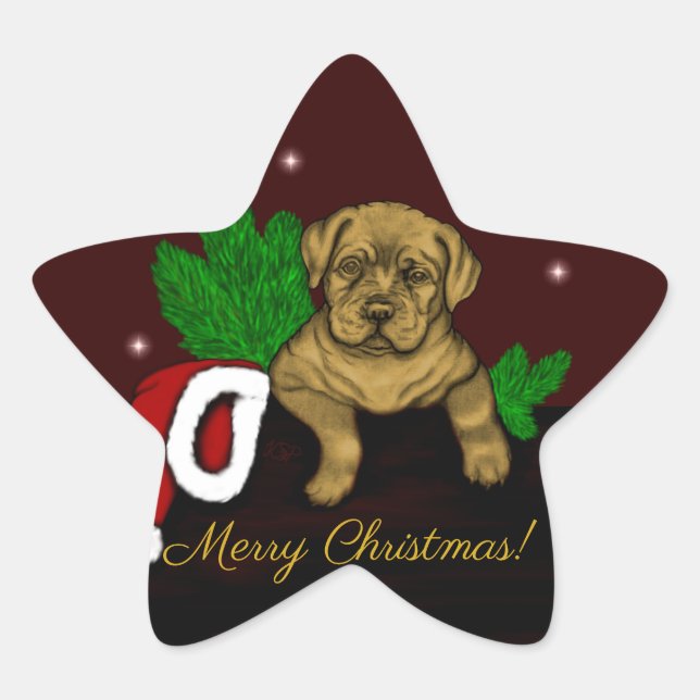Pegatina En Forma De Estrella XMas Puppy (Anverso)