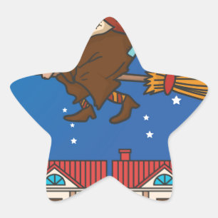 Pegatina En Forma De Estrella xmas witch Befana