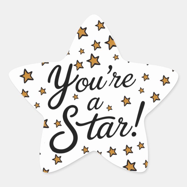 Pegatina En Forma De Estrella "You're a Star" Sticker – Gold Stars and Cursive (Anverso)