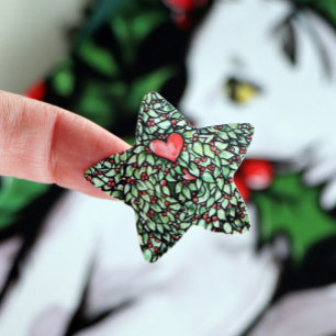 Pegatina En Forma De Estrella Yule Wreath