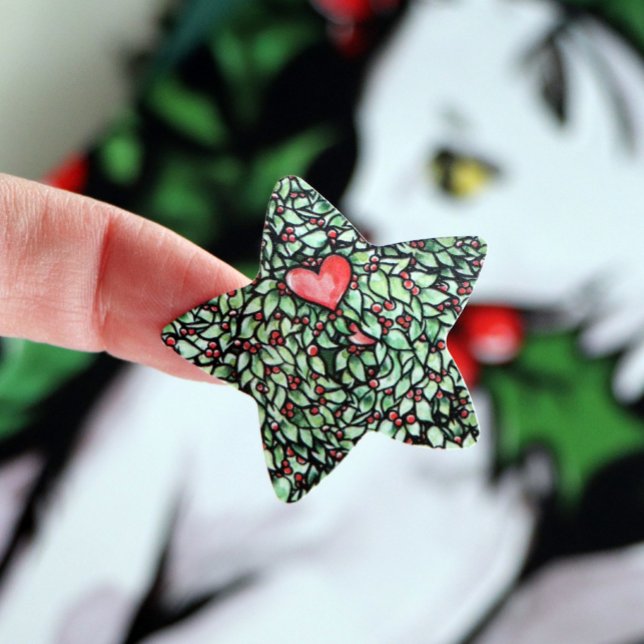 Pegatina En Forma De Estrella Yule Wreath (Subido por el creador)