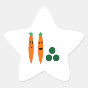 Pegatina En Forma De Estrella Zanahorias y guisantes caprichosos