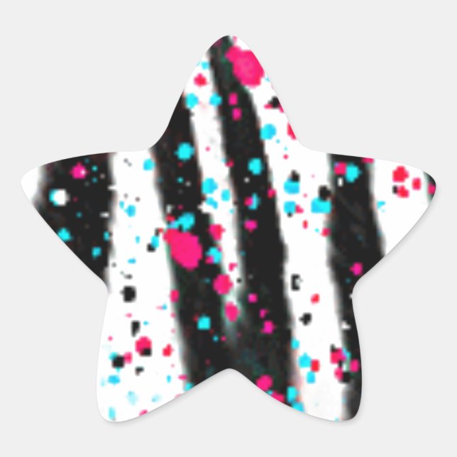 Pegatina En Forma De Estrella Zebra (Anverso)