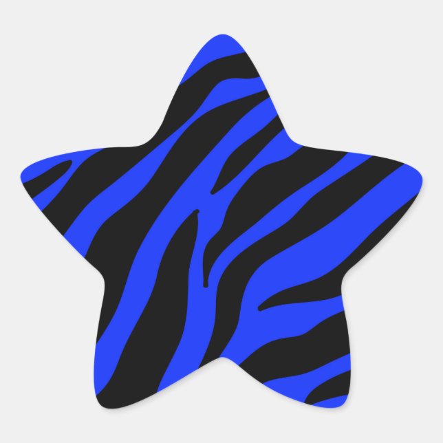 Pegatina En Forma De Estrella zebra azul (Anverso)