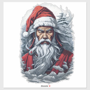 Pegatina En huelga Samurai Santa Claus