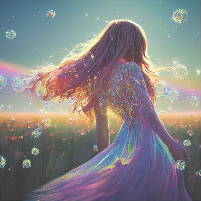 Pegatina En los campos de cristal bajo los cielos estrellad (Anverso)