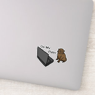 Pegatina En Mi Computadora Divertida Gato Marrón Meme