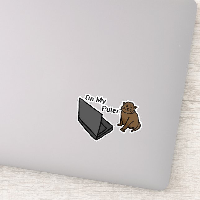 Pegatina En Mi Computadora Divertida Gato Marrón Meme (Detalle)