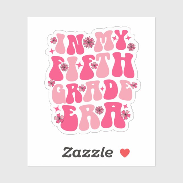 Pegatina En mi era de quinto grado (Hoja)