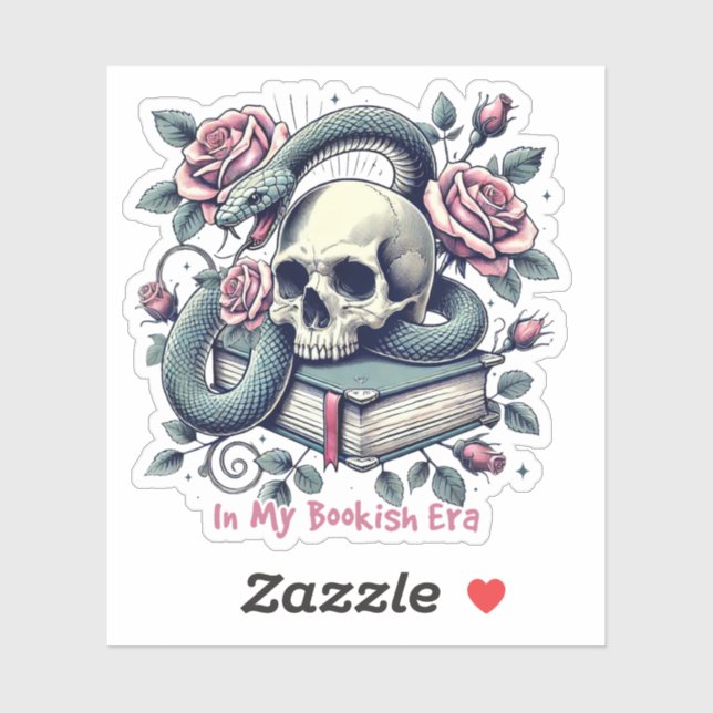 Pegatina En mi gótico de la era de los libros (Hoja)