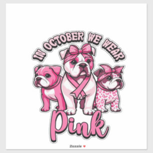 Pegatina En Octubre Nosotros Usamos Rosa � Halloween Perros