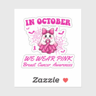 Pegatina En Octubre Usamos Cáncer De Mama De Bruja Rosa