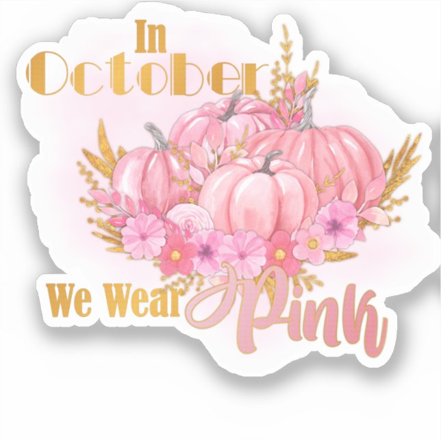 Pegatina En Octubre Usamos Rosa (Anverso)