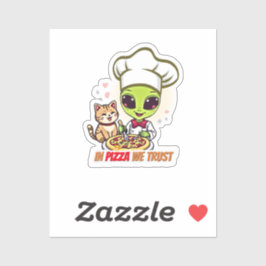 Pegatina En Pizza Confiamos Arte de Chef Alien