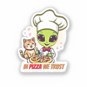 Pegatina En Pizza Confiamos Arte de Chef Alien