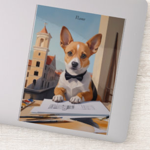 Pegatina Encantador arquitecto de Corgi Perro Lover