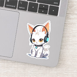 Pegatina Encantador diseño de gato en Kawaii