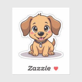 Pegatina Encantador Kawaii Dachshund, sonriente sonrisa, pe