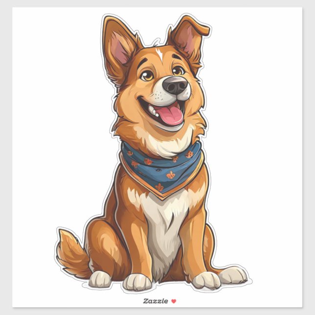 Pegatina Encantadora ilustración de un perro adorable (Hoja)