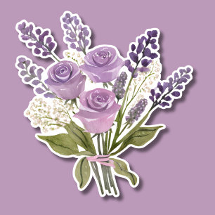 Pegatina Encantadora Lavender Rose Bouquet impermeable
