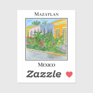 Pegatina Encantadoras calles del casco antiguo de Mazatlán