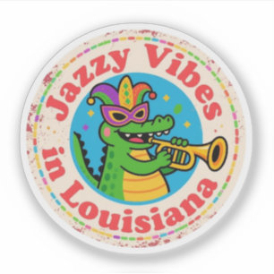 Pegatina Encanto de Bayou_Louisiana Mardi Gras Caimán Vinta