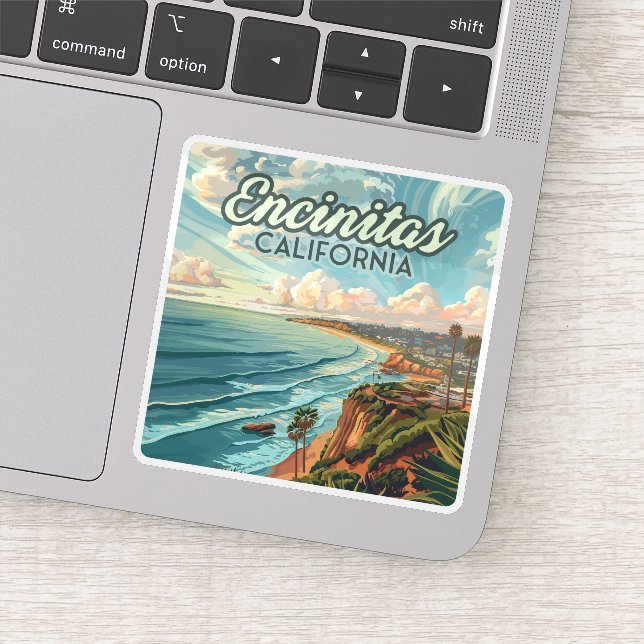 Pegatina Encinitas California San Diego Beach Vintage (Detalle)
