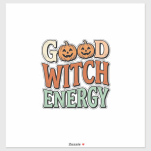 Pegatina Energía de Bruja Buena Diseño Vector Vintage Hallo