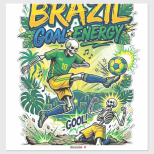 Pegatina Energía de Gol de Brasil Esqueleto Delantero Nacio