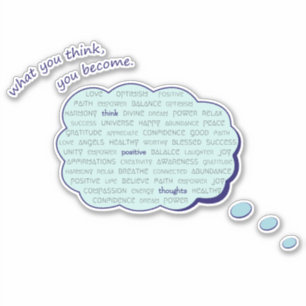 Pegatina Energía de pensamiento positivo burbuja azul inspi