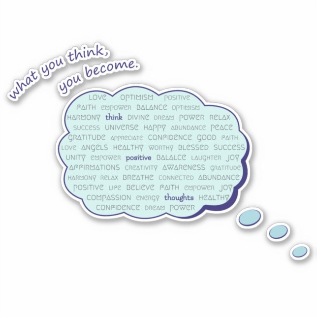 Pegatina Energía de pensamiento positivo burbuja azul inspi (Anverso)