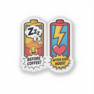Pegatina Energía Divertida de Crianza – Antes del Café Desp