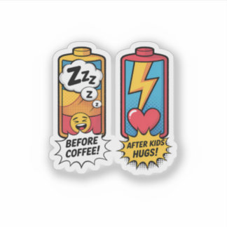 Pegatina Energía Divertida de Crianza – Antes del Café Desp