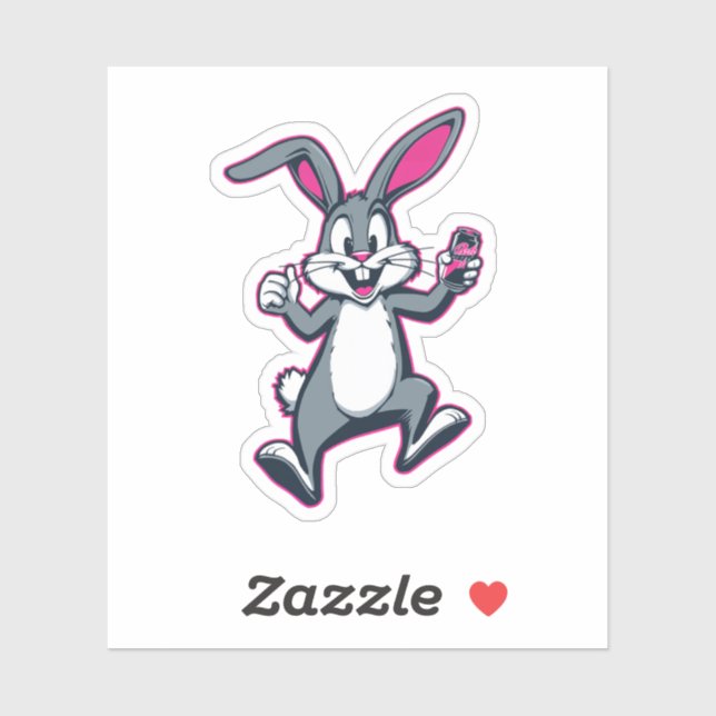 Pegatina Energy Bunny Sticker – Cute Rabbit Kids Decal (Hoja)